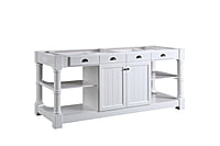Monterey 80 In. Kitchen Island in White Cabinet Finish and Wood Countertop Monterey 80 In. Kitchen Island in White Cabinet Finish and Wood Countertop