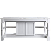 Monterey 80 In. Kitchen Island in White Cabinet Finish and Wood Countertop Monterey 80 In. Kitchen Island in White Cabinet Finish and Wood Countertop